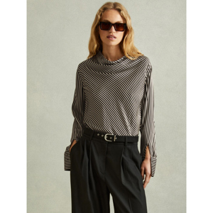 REISS ADDISON Striped Cowl Neck Top